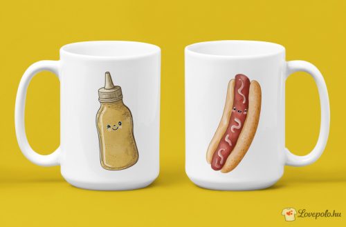 Mustár, hotdog páros bögrék